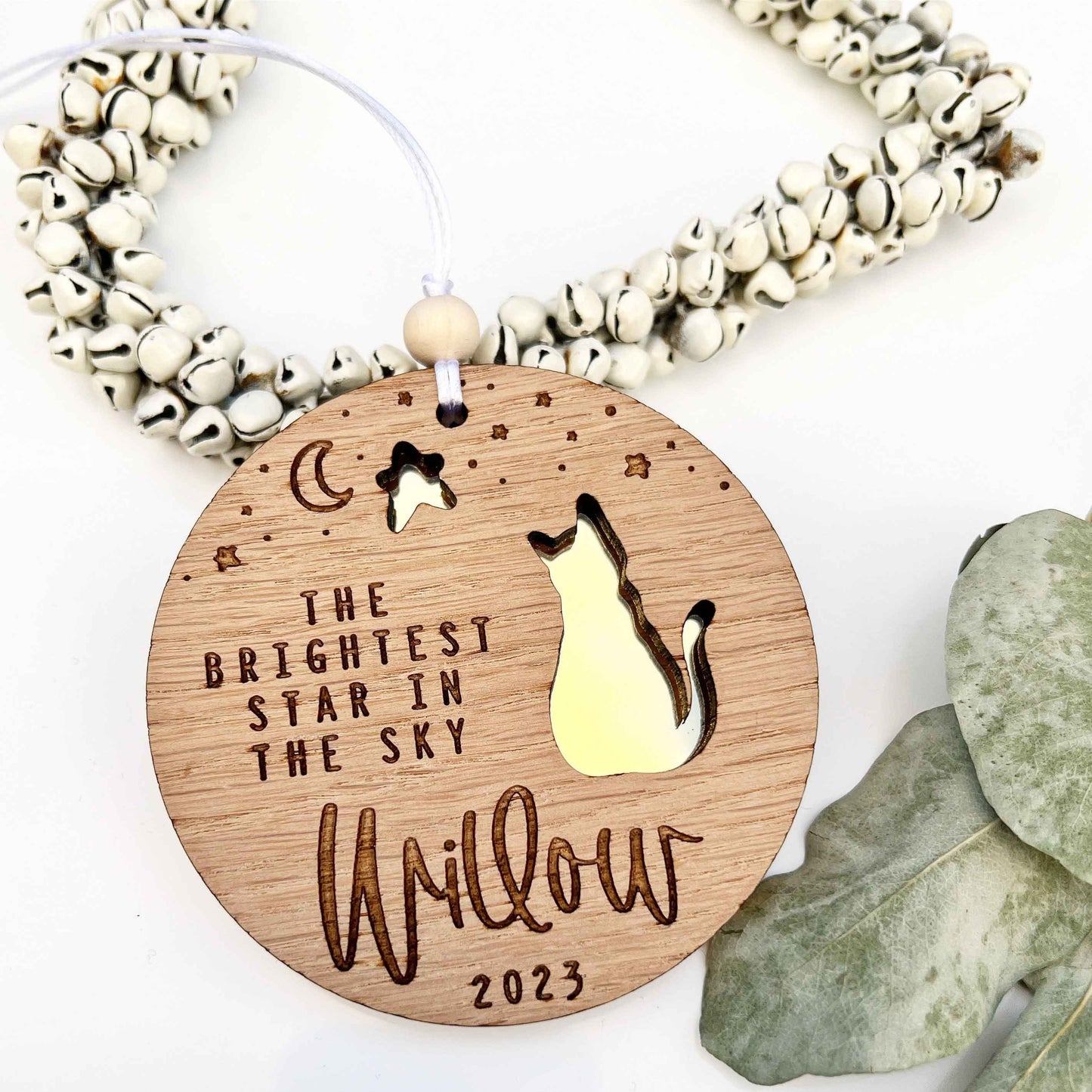 The Brightest Star In The Sky - Personalized Cat Mirrored Wooden Ornament