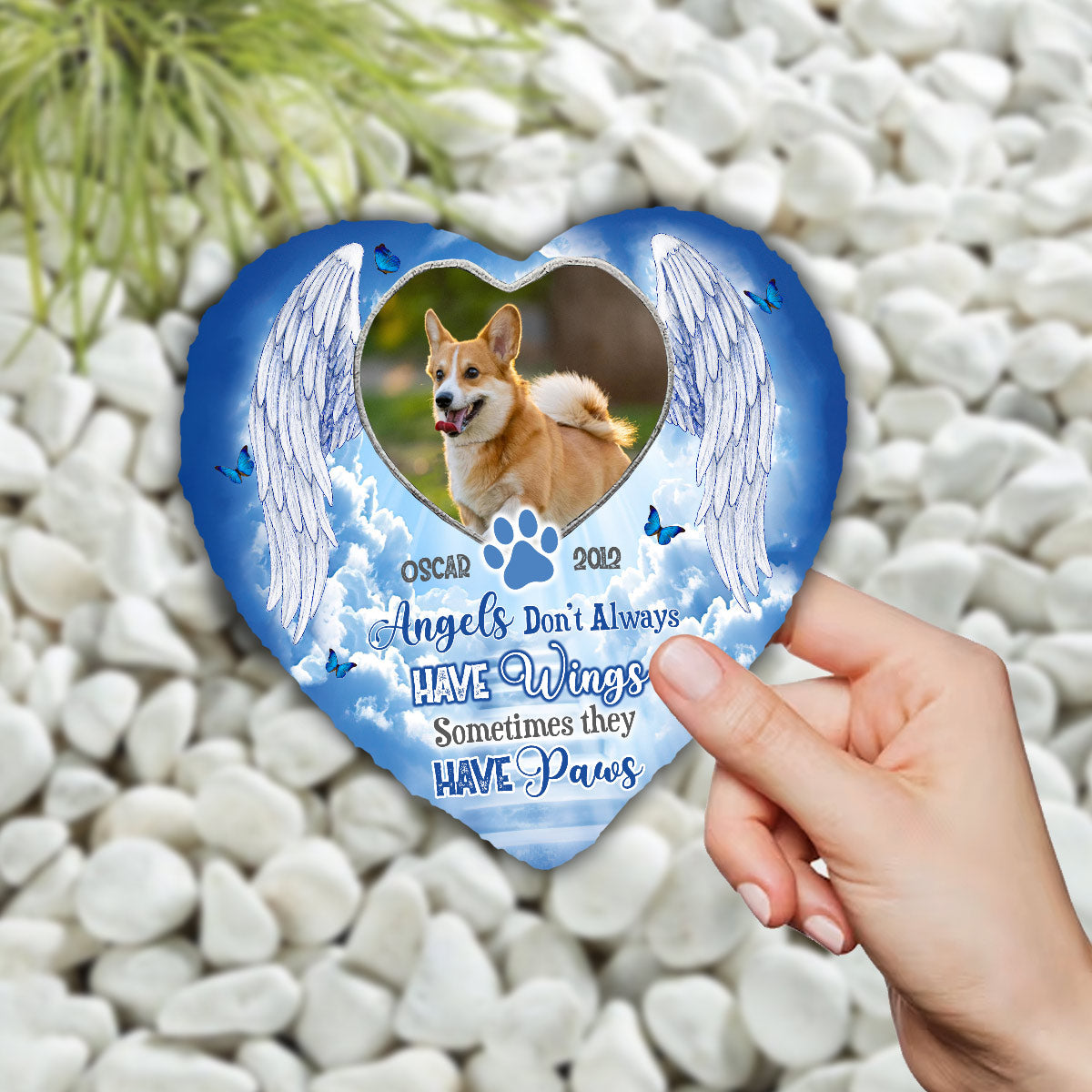 Angels Have Paws - Personalized Dog Heart Shaped Stone