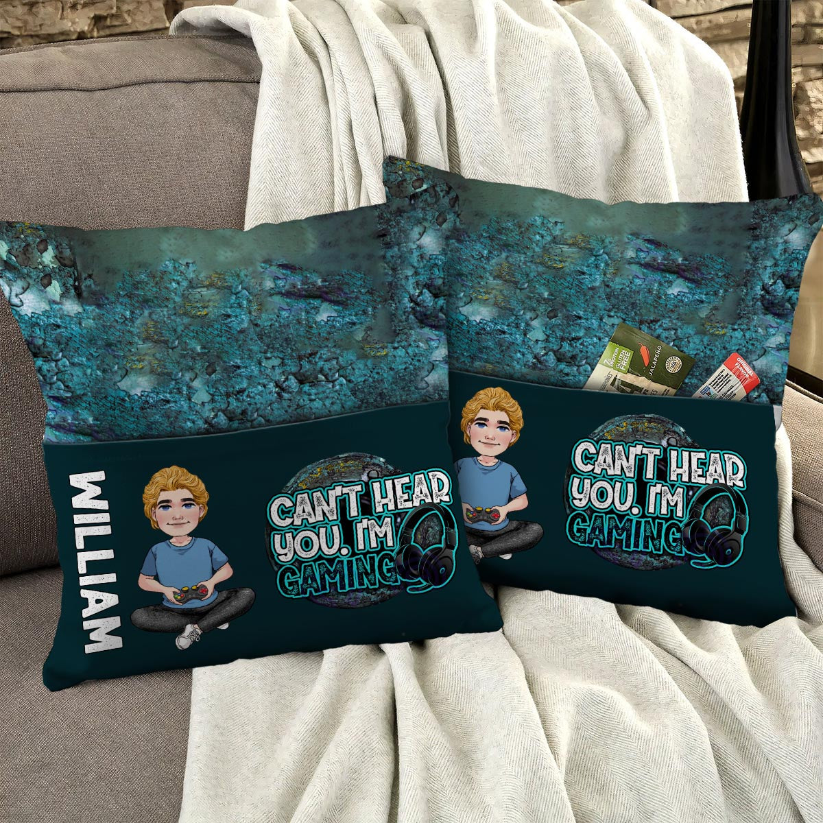 Can't Hear You I'm Gaming - Personalized Video Game Pocket Pillow
