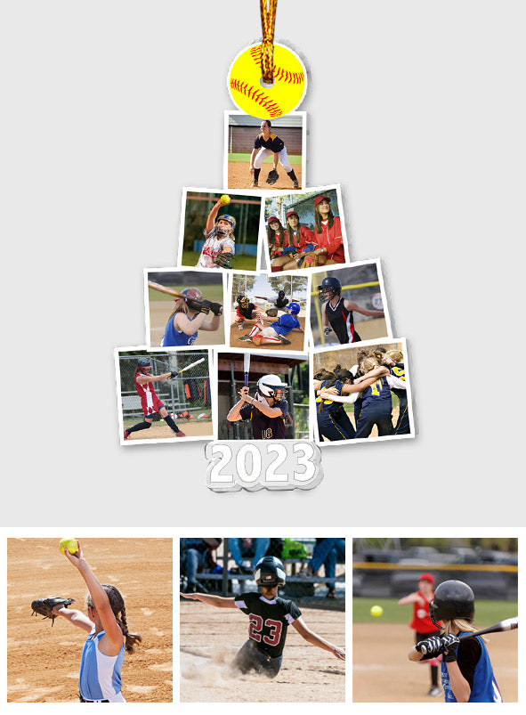 Merry Christmas - Personalized Softball Transparent Ornament