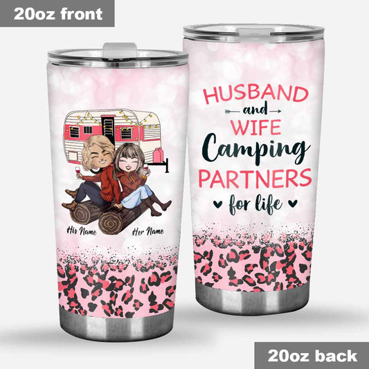 Husband And Wife Camping Couple - Personalized Camping Tumbler