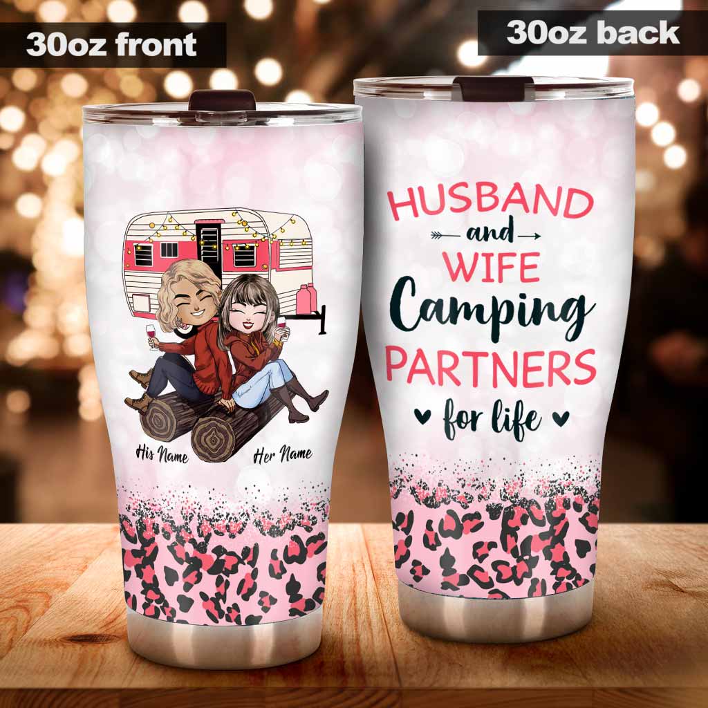 Husband And Wife Camping Couple - Personalized Camping Tumbler
