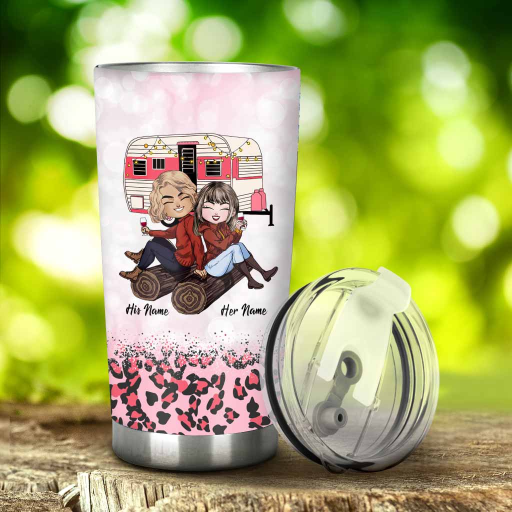 Husband And Wife Camping Couple - Personalized Camping Tumbler