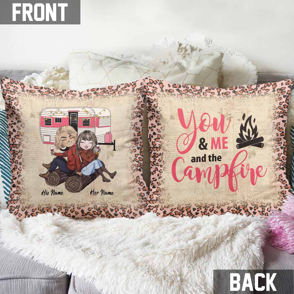 Husband And Wife Camping Couple - Personalized Camping Throw Pillow