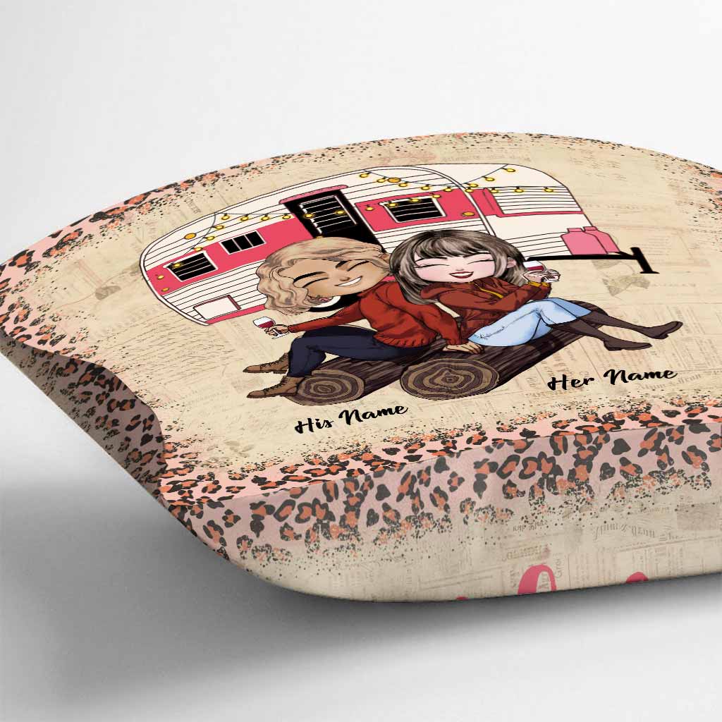 Husband And Wife Camping Couple - Personalized Camping Throw Pillow