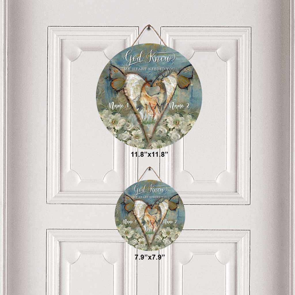 God Knew My Heart - Personalized Couple Hunting Round Wood Sign