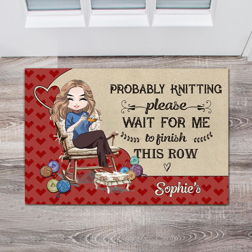 If I'm Sitting I'm Knitting - Personalized Knitting Doormat