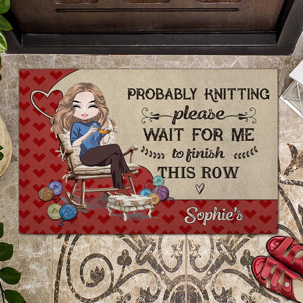 If I'm Sitting I'm Knitting - Personalized Knitting Doormat
