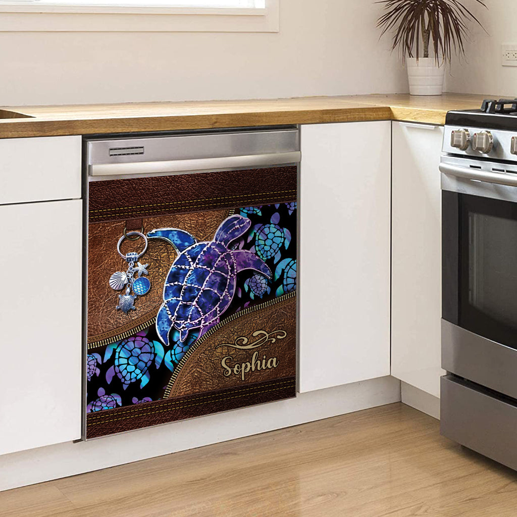 Salty Lil' Beach - Personalized Turtle Dishwasher Cover