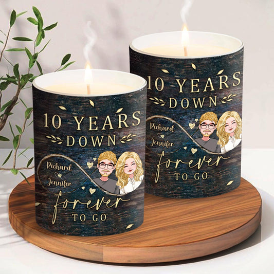 Forever To Go - Personalized Couple Candle With Wooden Lid