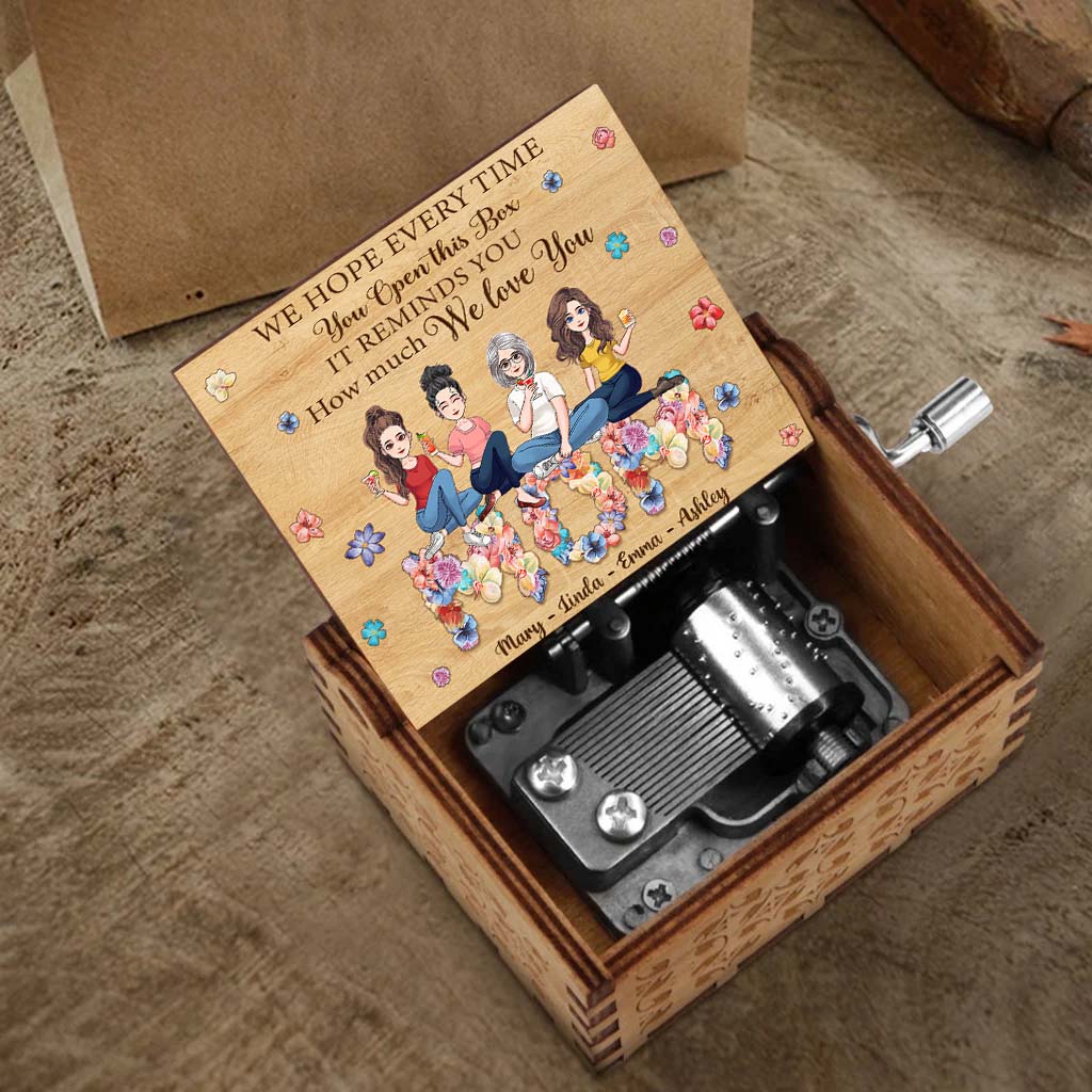 We Love You Floral Mom - Personalized Mother's Day Mother Hand Crank Music Box