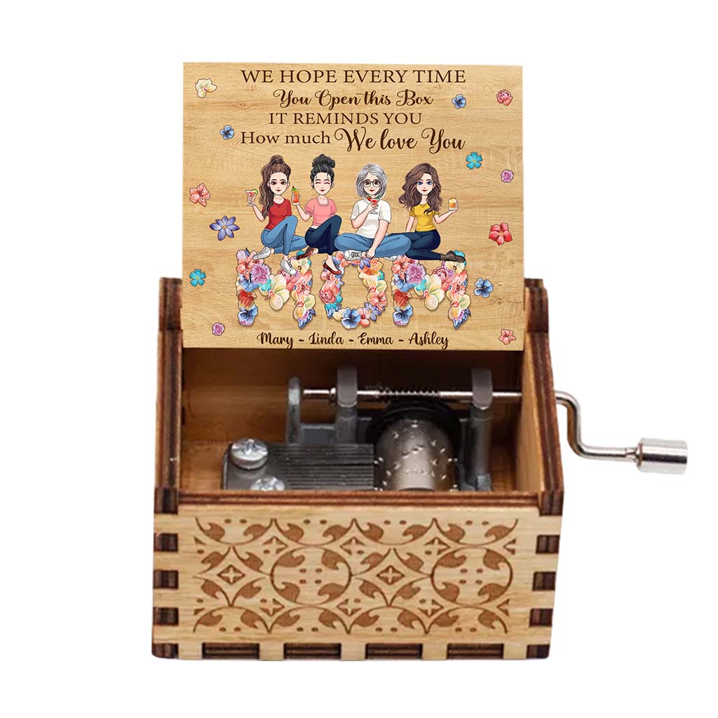 We Love You Floral Mom - Personalized Mother's Day Mother Hand Crank Music Box