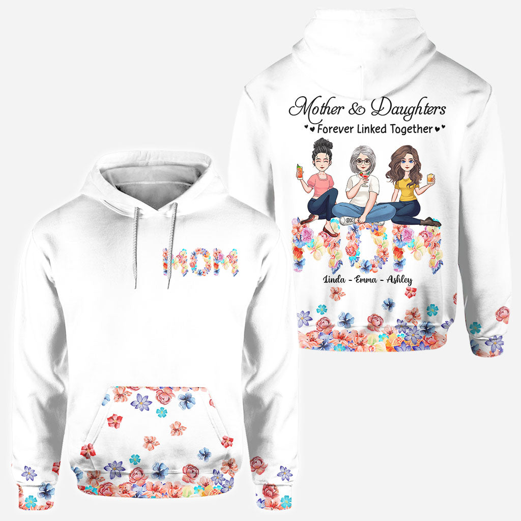 Forever Linked Together Floral Mom - Personalized Mother's Day Mother All Over T-shirt and Hoodie