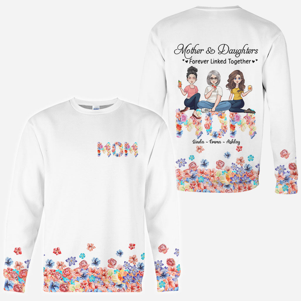 Forever Linked Together Floral Mom - Personalized Mother's Day Mother All Over T-shirt and Hoodie