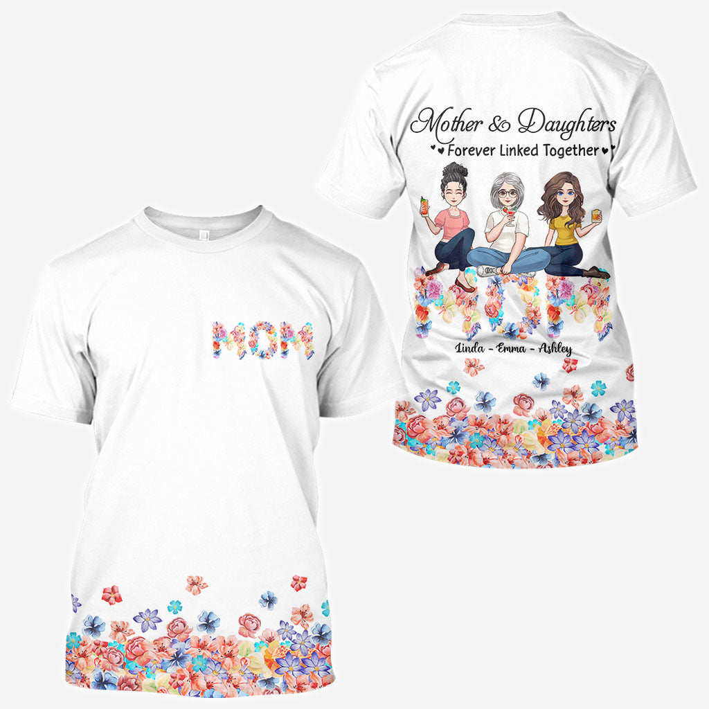 Forever Linked Together Floral Mom - Personalized Mother's Day Mother All Over T-shirt and Hoodie