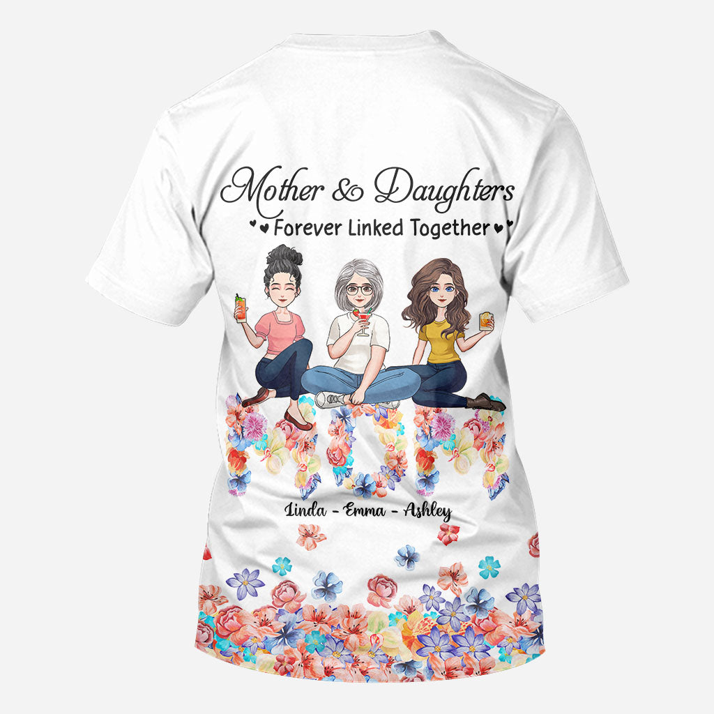 Forever Linked Together Floral Mom - Personalized Mother's Day Mother All Over T-shirt and Hoodie
