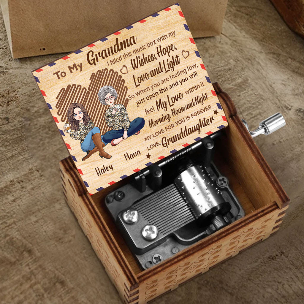 To My Grandma - Personalized Mother's Day Grandma Hand Crank Music Box
