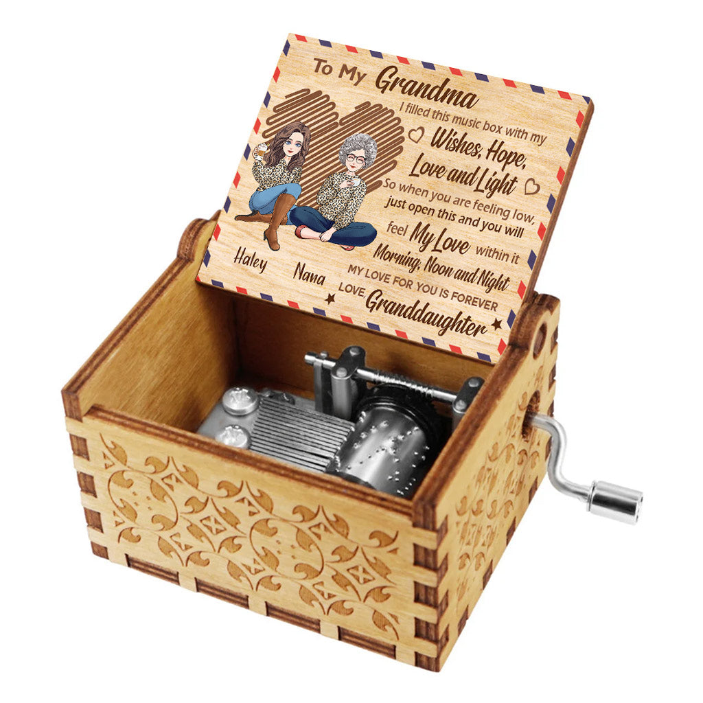 To My Grandma - Personalized Mother's Day Grandma Hand Crank Music Box