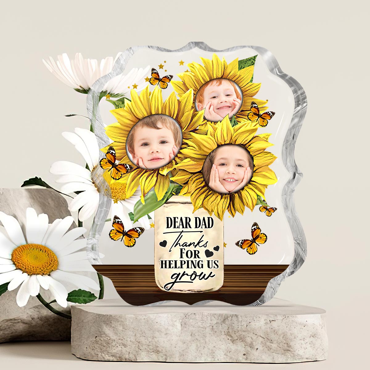 Thanks For Helping Us Grow - Personalized Father Custom Shaped Acrylic Plaque