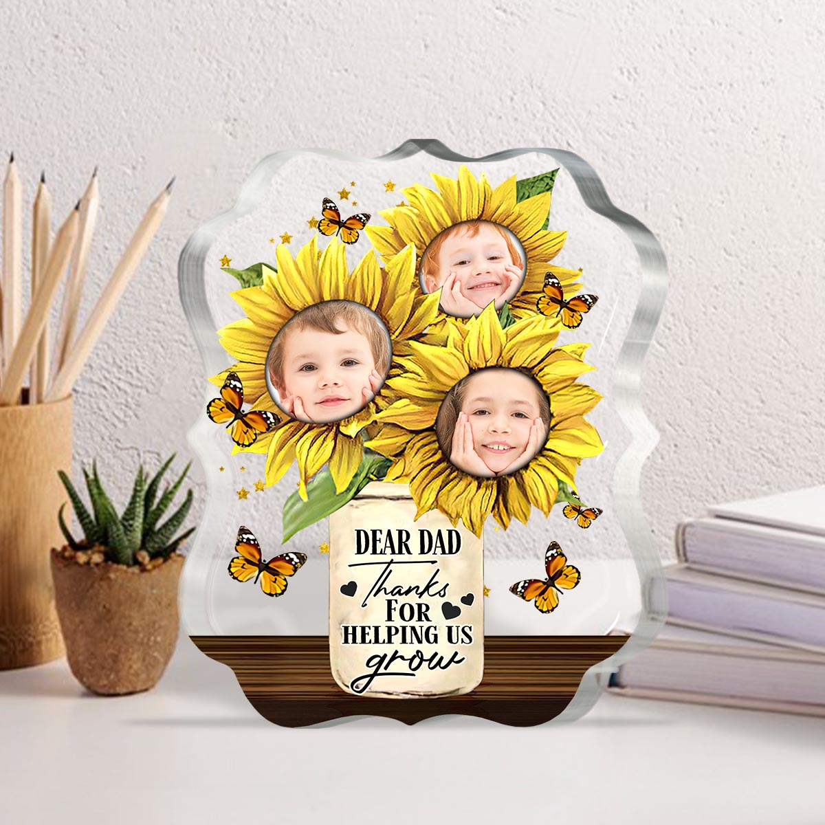 Thanks For Helping Us Grow - Personalized Father Custom Shaped Acrylic Plaque