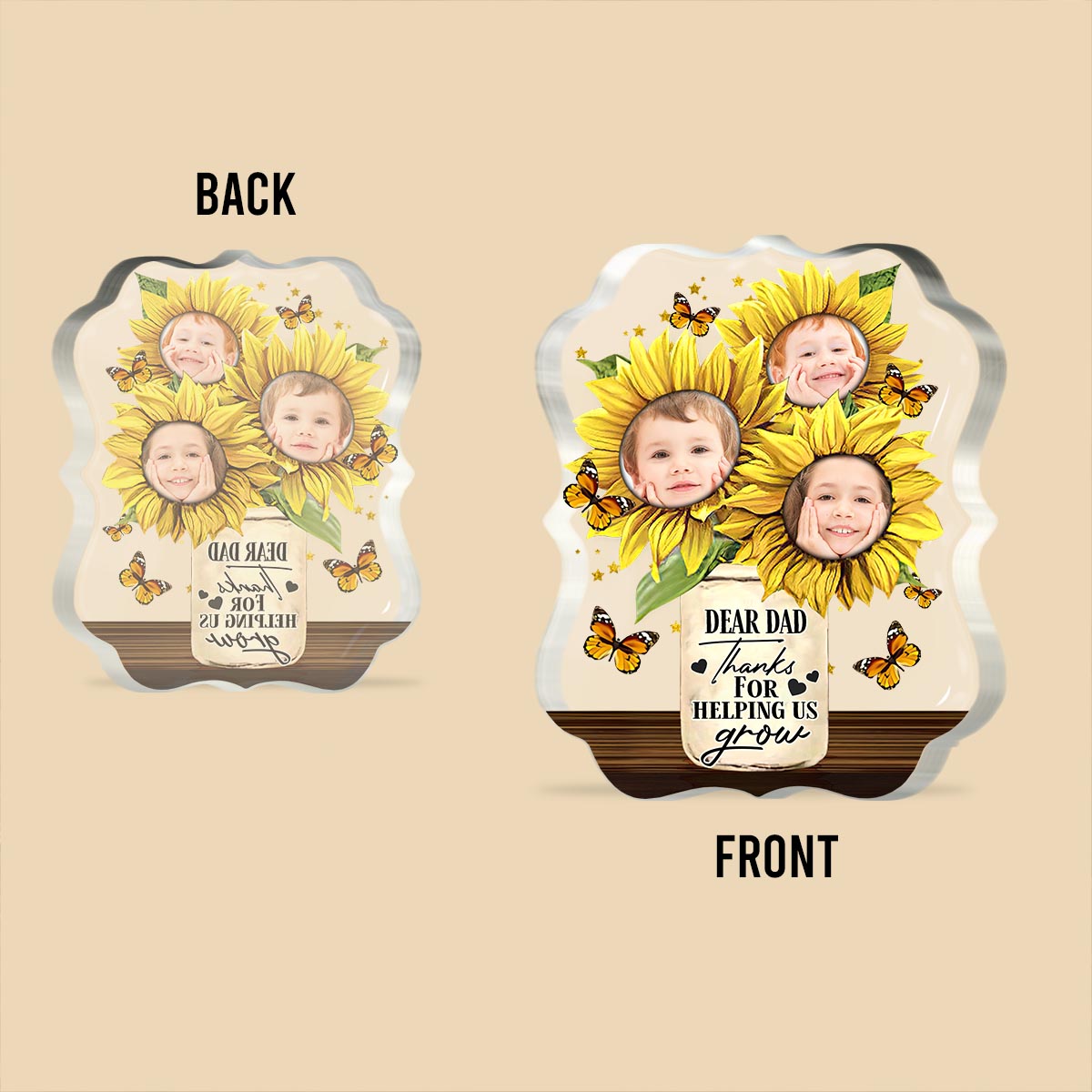 Thanks For Helping Us Grow - Personalized Father Custom Shaped Acrylic Plaque