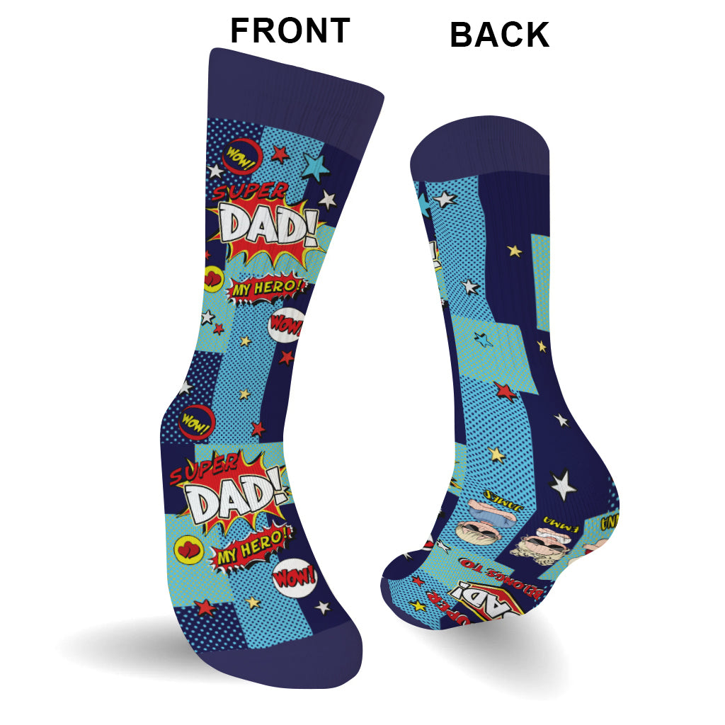 Super Dad - Gift for dad, grandpa, uncle, brother - Personalized Socks
