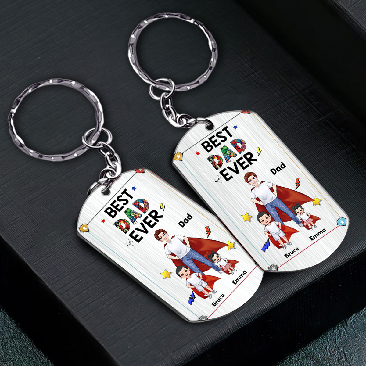 Super Dad Super Mom - Personalized Mother’s Day Father's Day Father Stainless Steel Keychain