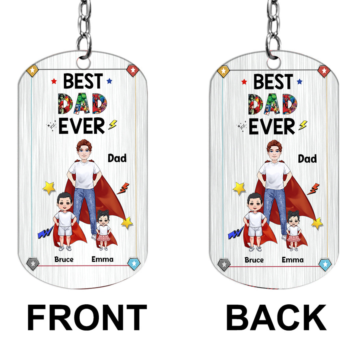 Super Dad Super Mom - Personalized Mother’s Day Father's Day Father Stainless Steel Keychain