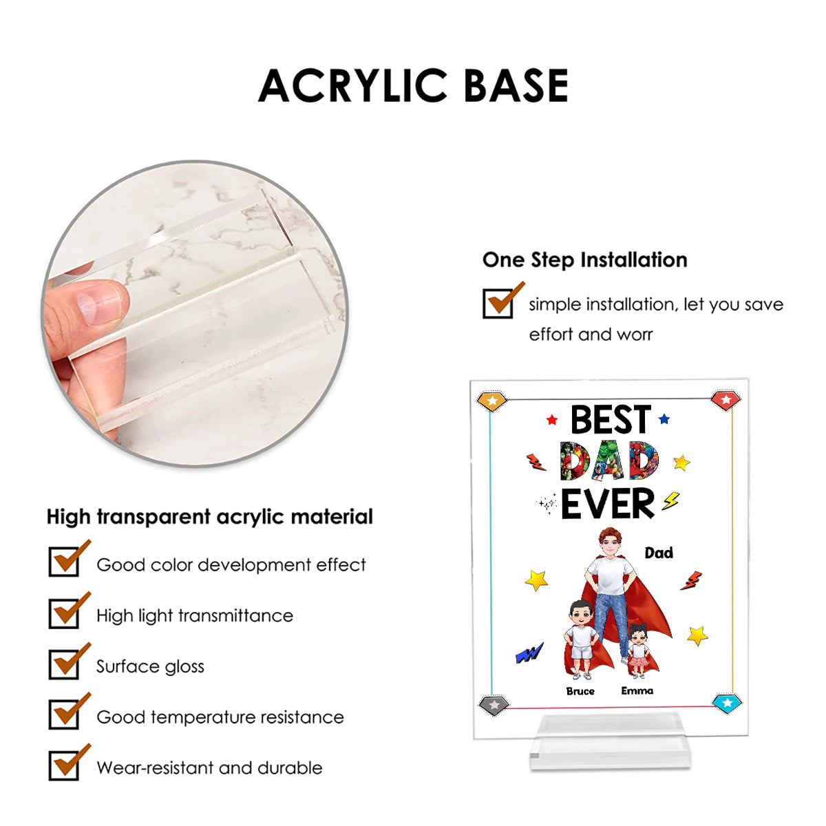 Super Dad Super Mom - Personalized Mother’s Day Father's Day Father Transparent Acrylic Plaque