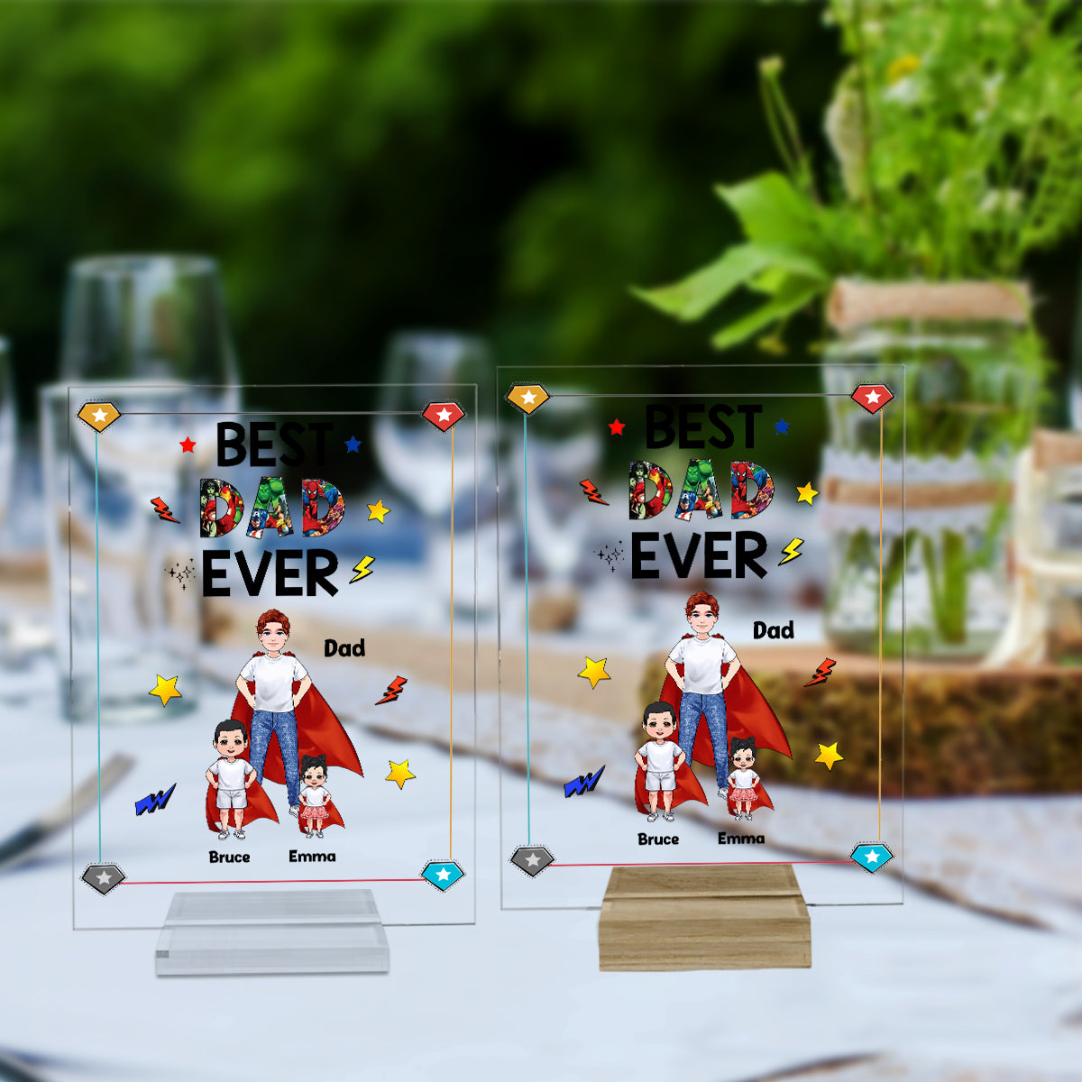 Super Dad Super Mom - Personalized Mother’s Day Father's Day Father Transparent Acrylic Plaque