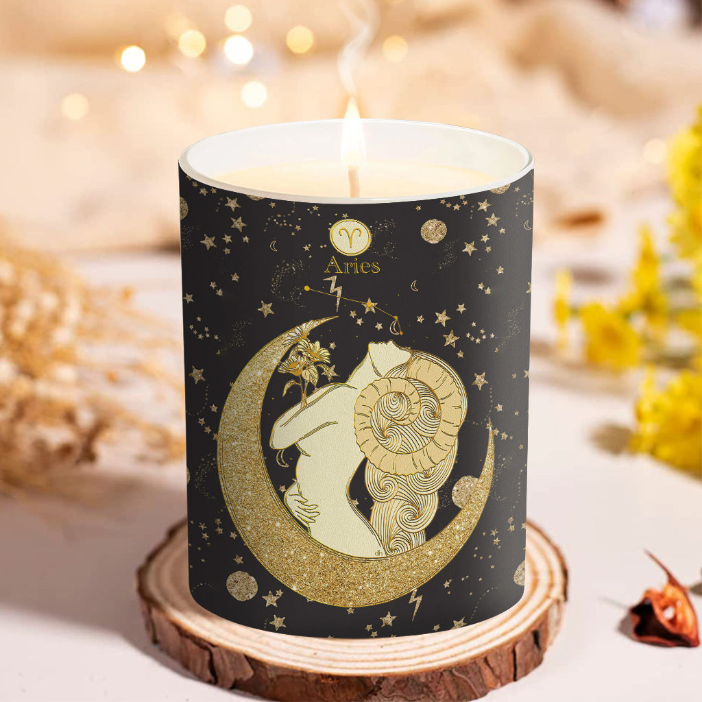 Zodiac Sign - Personalized Horoscope Candle With Wooden Lid