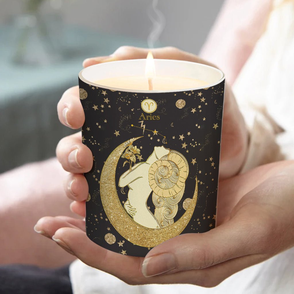 Zodiac Sign - Personalized Horoscope Candle With Wooden Lid