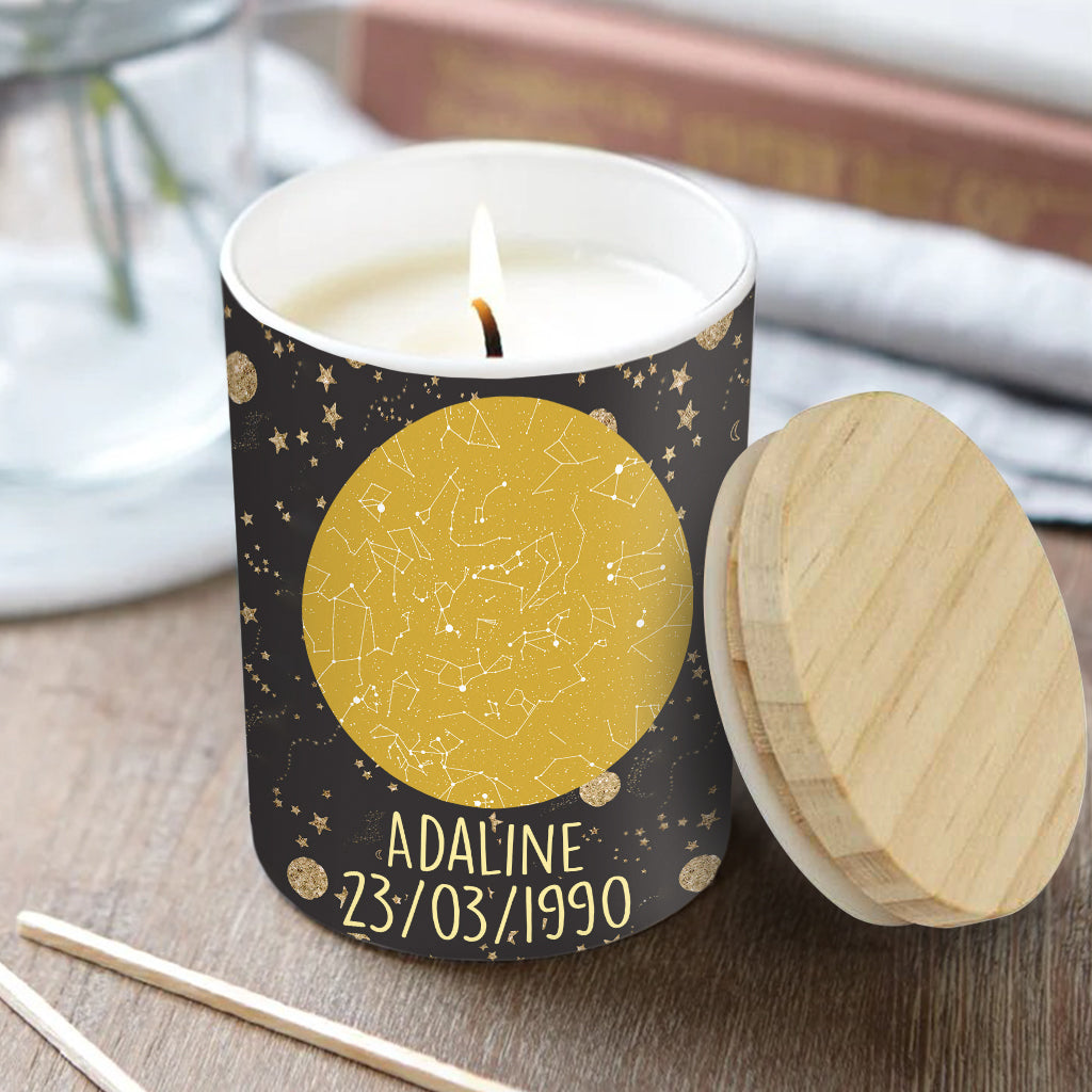 Zodiac Sign - Personalized Horoscope Candle With Wooden Lid