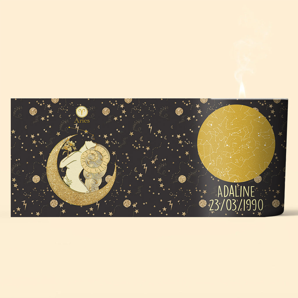 Zodiac Sign - Personalized Horoscope Candle With Wooden Lid