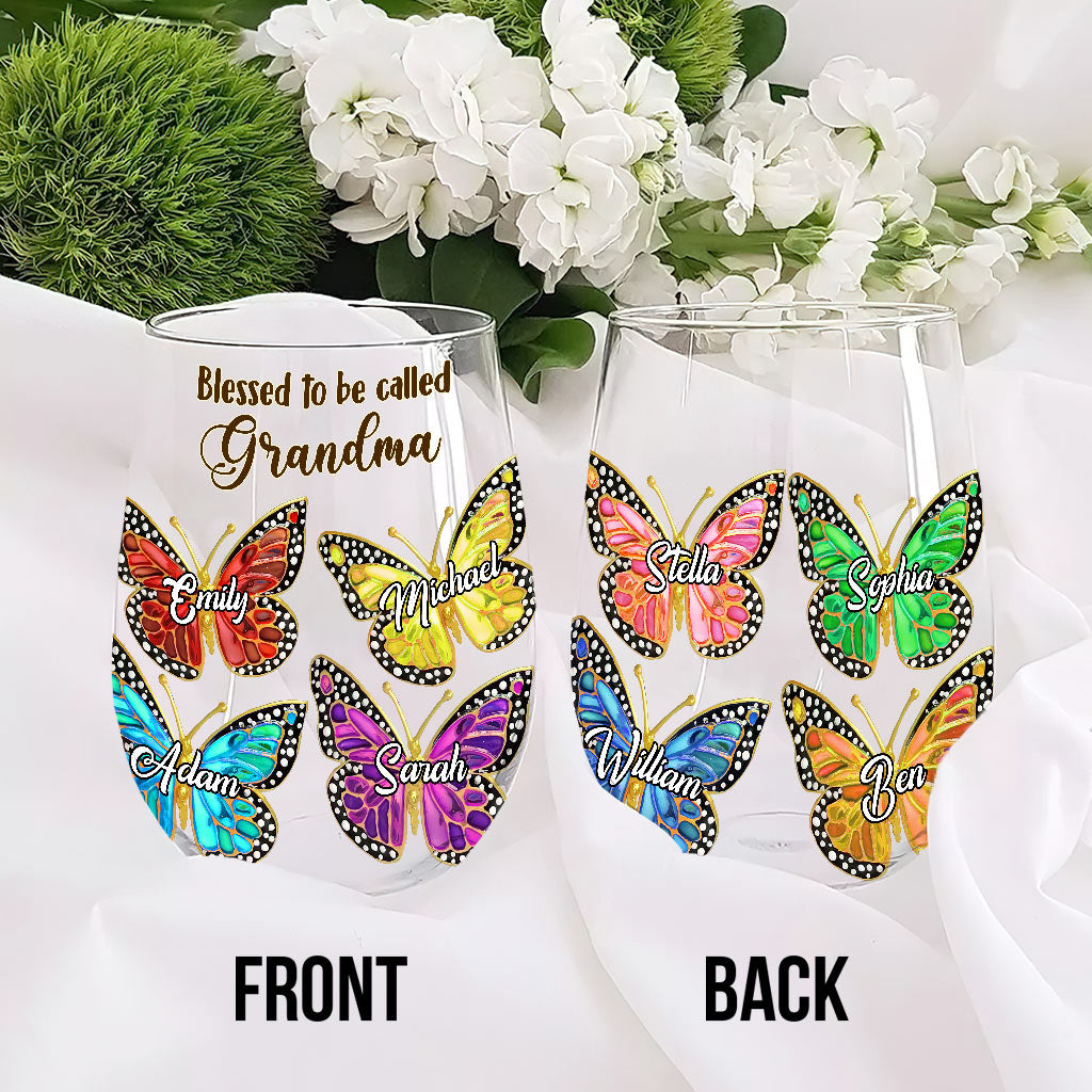 Grandma - Personalized Grandma All Over Wine Glass