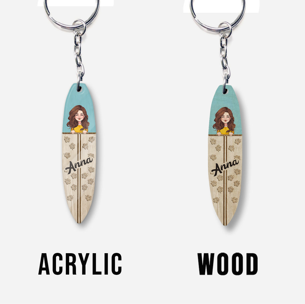 Love Surfing - Personalized Surfing Keychain (Printed On Both Sides)