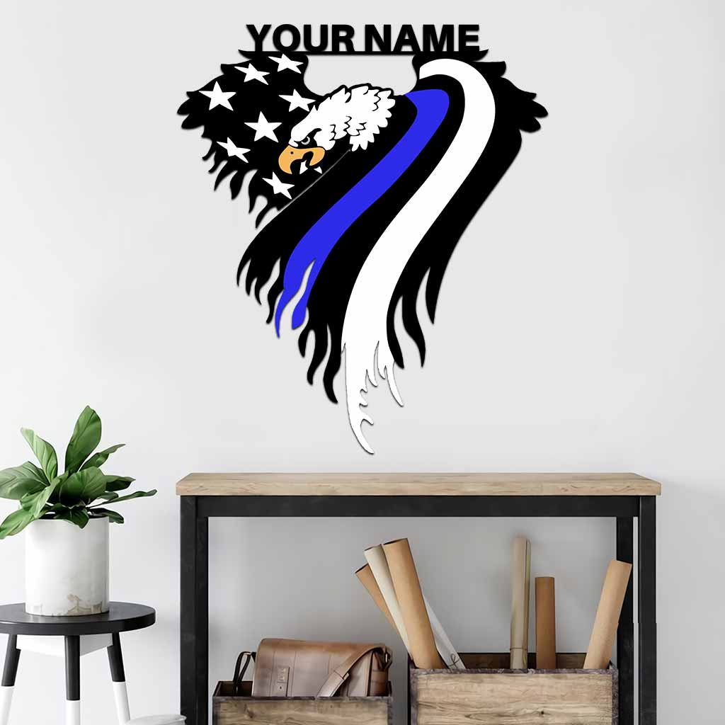 Blue Eagle - Police Personalized Cut Metal Sign