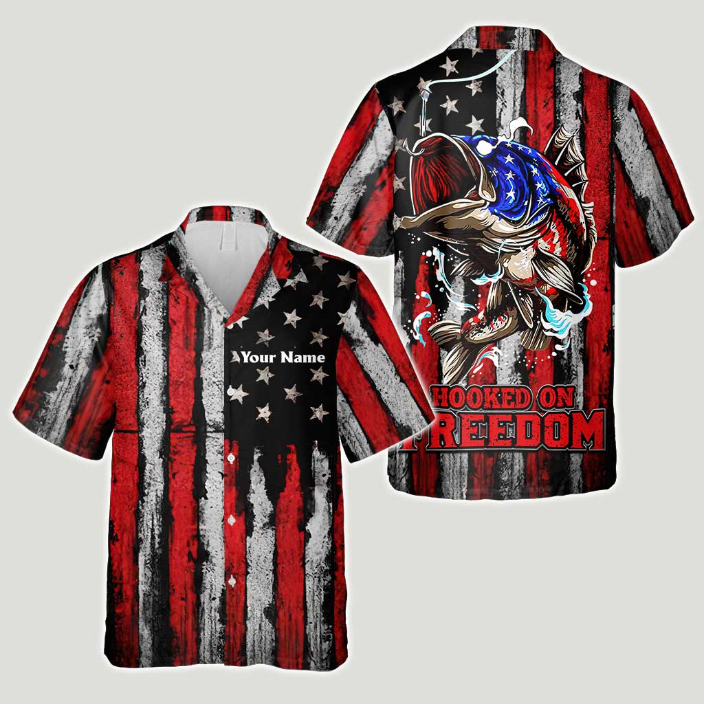Fishing Freedom - Personalized Independence Day Hawaiian Shirt