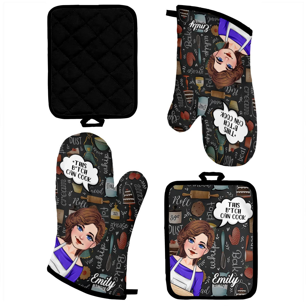 This B Can Cook - Personalized Baking Oven Mitts & Pot Holder Set