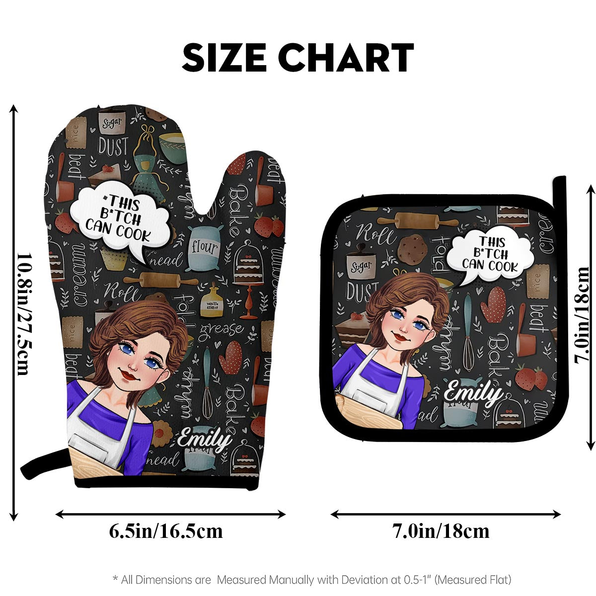 This B Can Cook - Personalized Baking Oven Mitts & Pot Holder Set