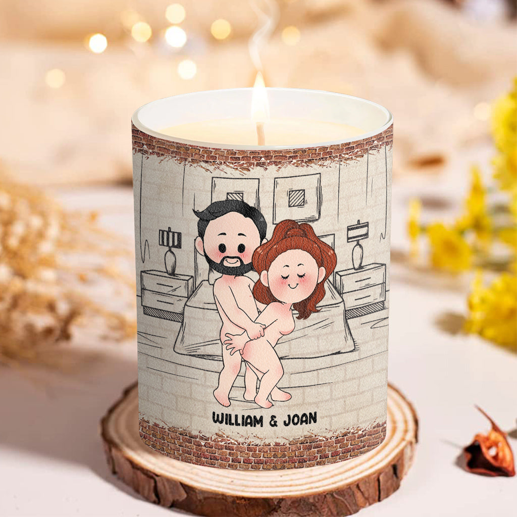 When This Candle Is Lid - Personalized Couple Candle With Wooden Lid