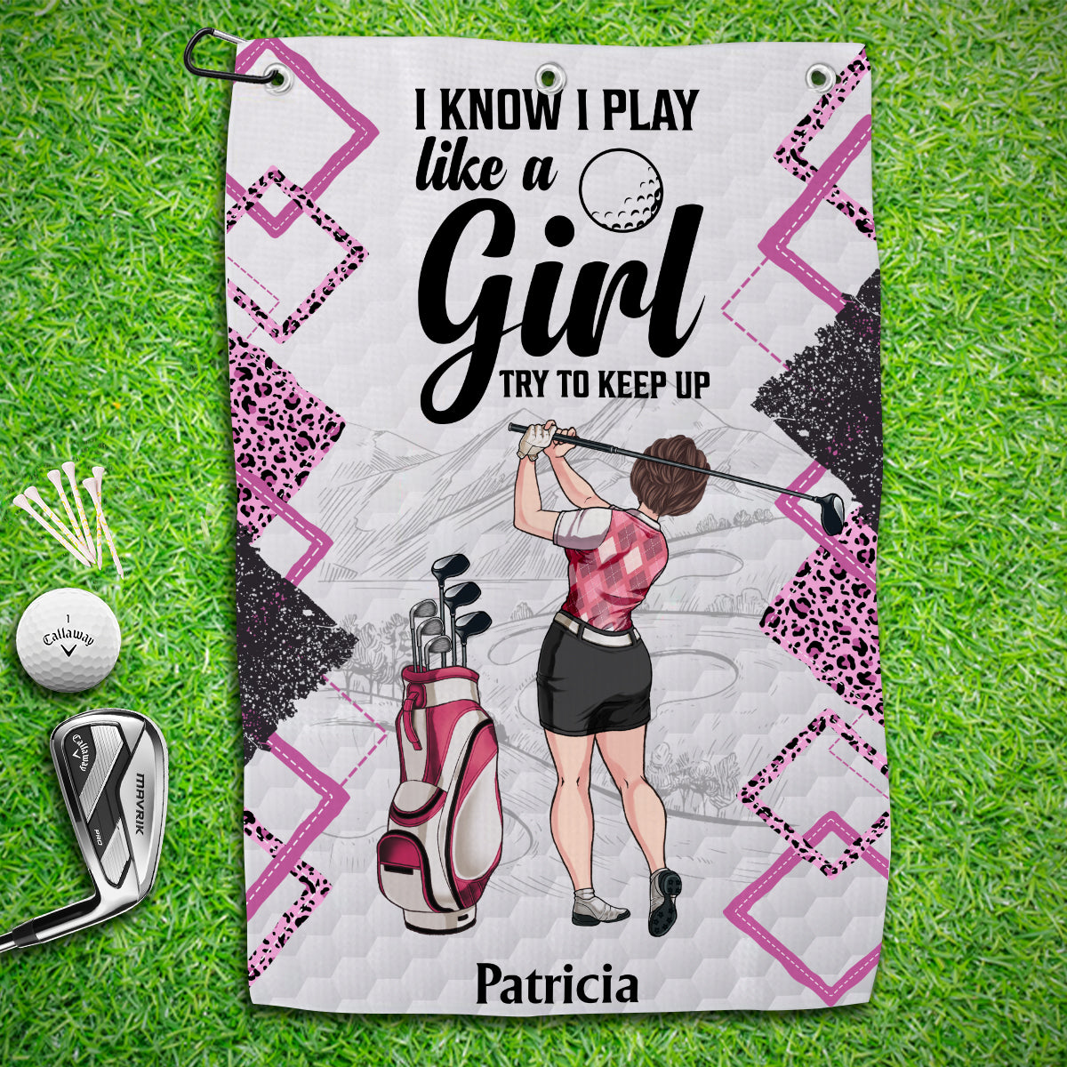 I Know I Play Like A Girl - Personalized Golf Golf Towel