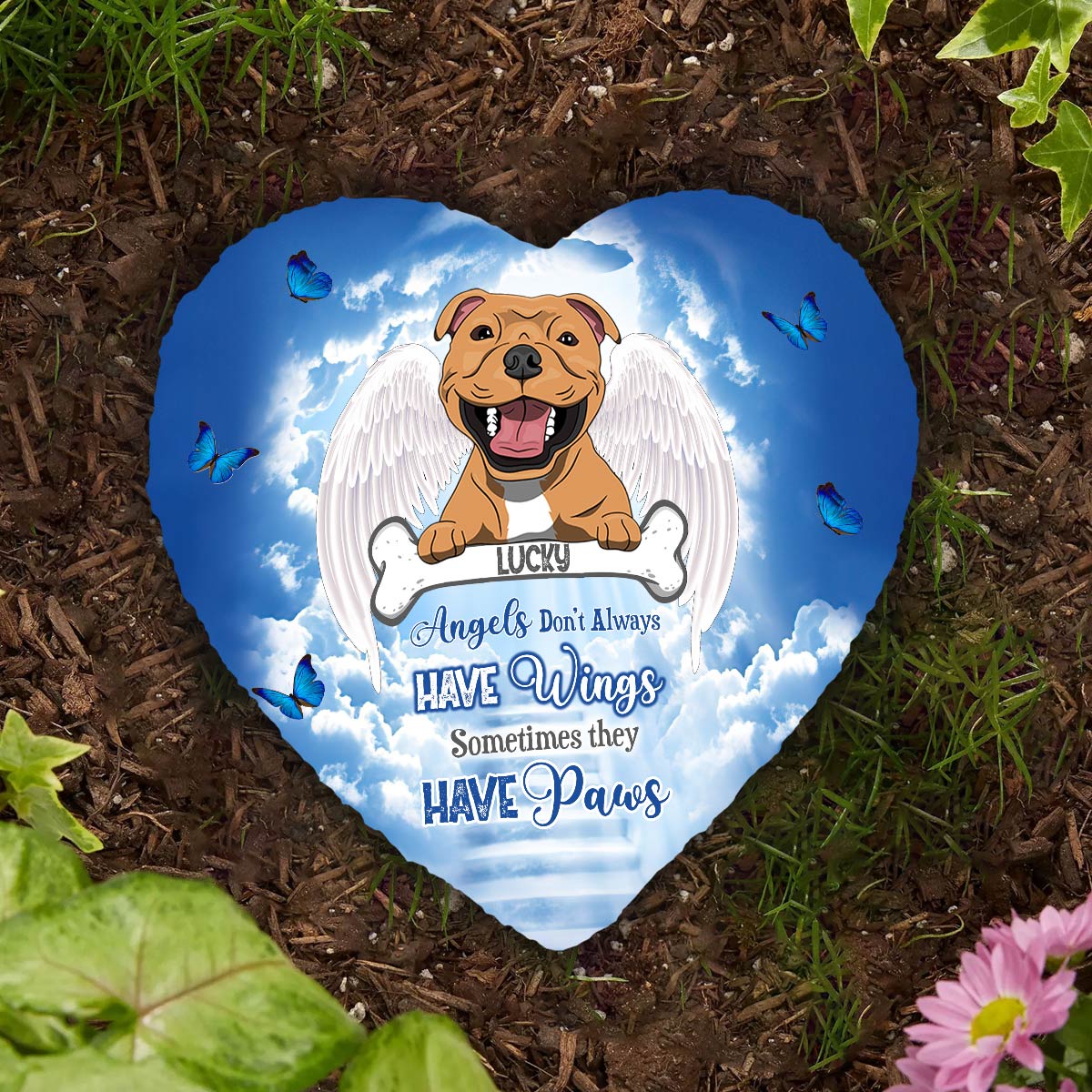 Angels Have Paws - Personalized Dog Heart Shaped Stone