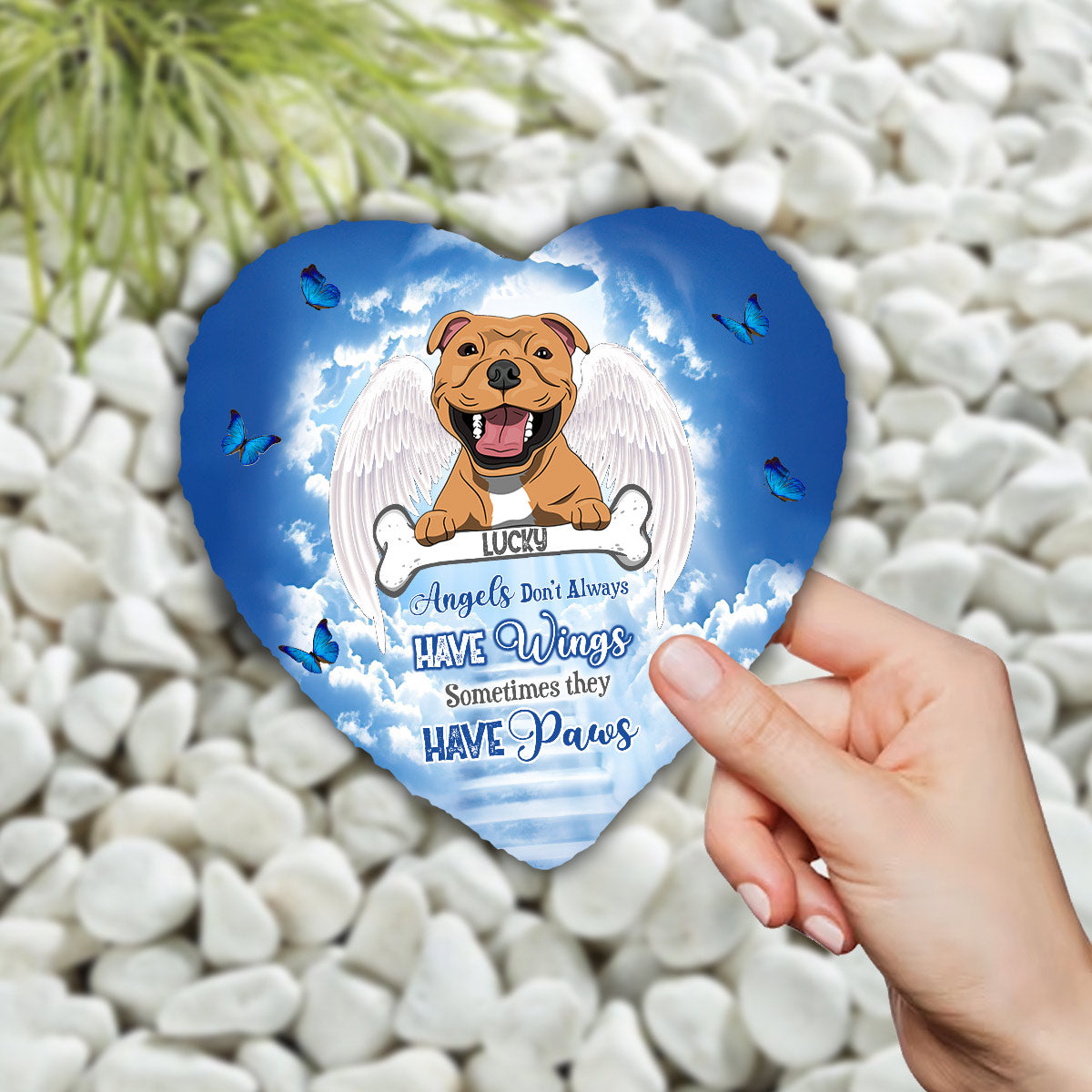 Angels Have Paws - Personalized Dog Heart Shaped Stone
