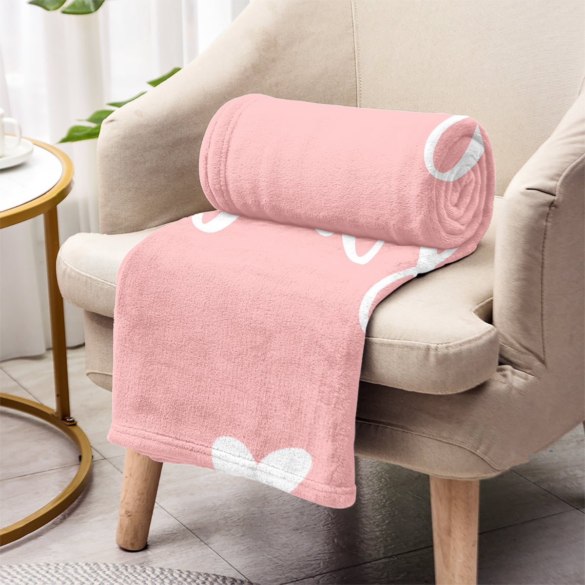 Custom Name Heart Pattern - Personalized Sibling Blanket