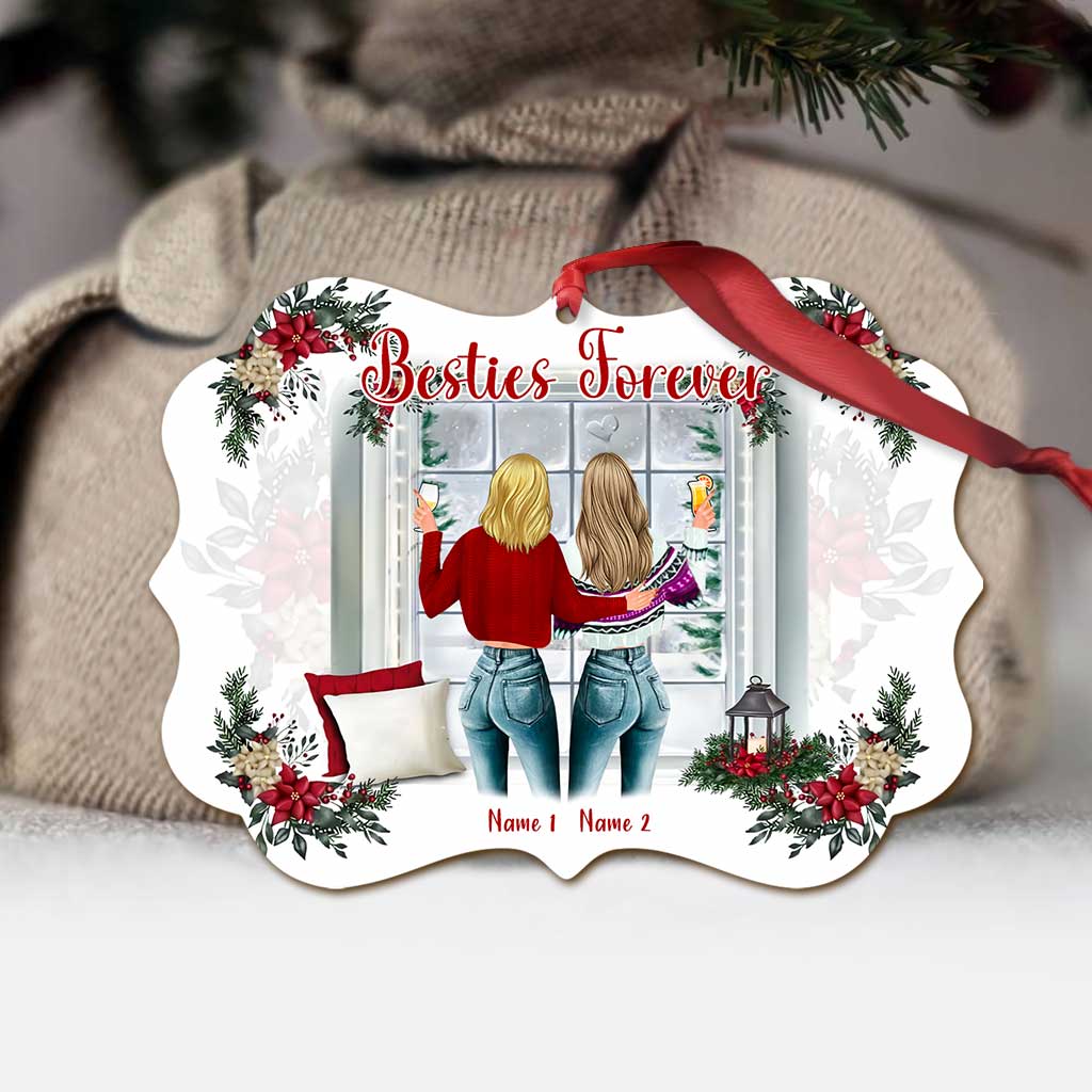 Besties Forever - Personalized Christmas Bestie Ornament (Printed On Both Sides)
