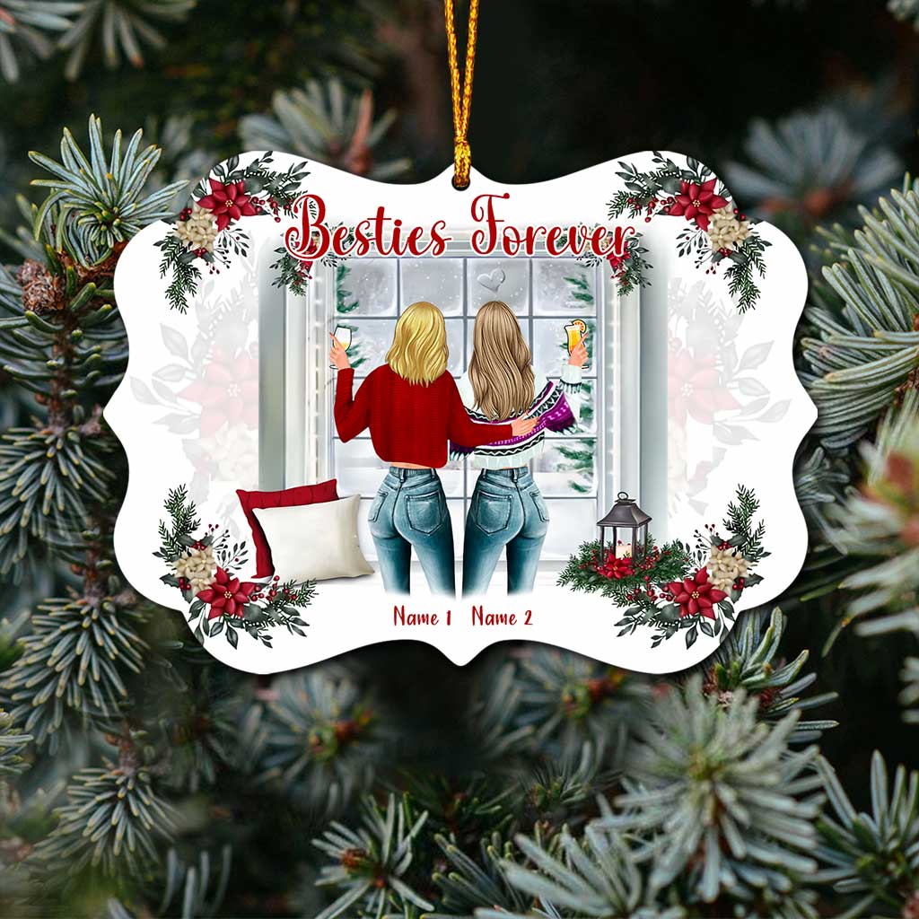 Besties Forever - Personalized Christmas Bestie Ornament (Printed On Both Sides)