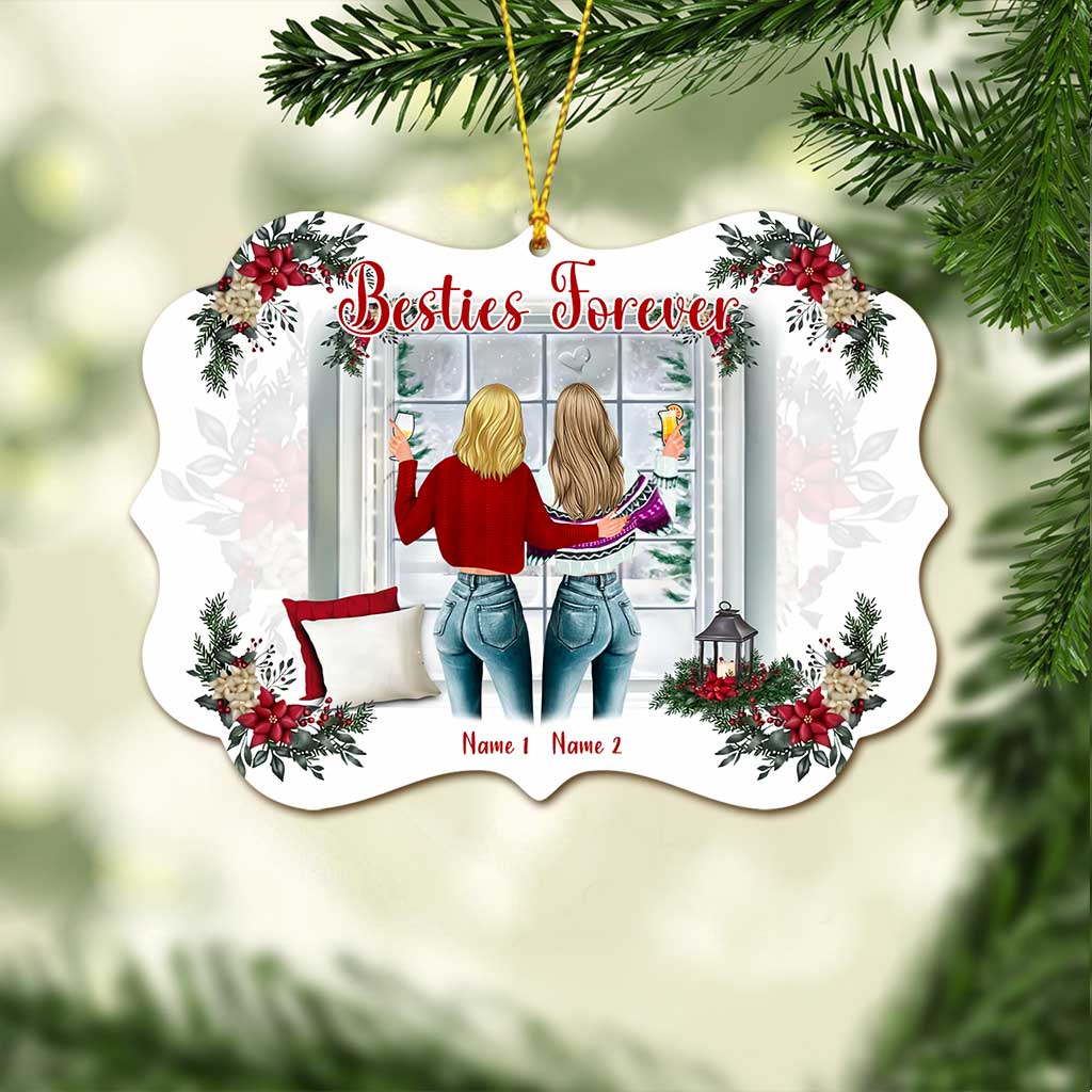 Besties Forever - Personalized Christmas Bestie Ornament (Printed On Both Sides)