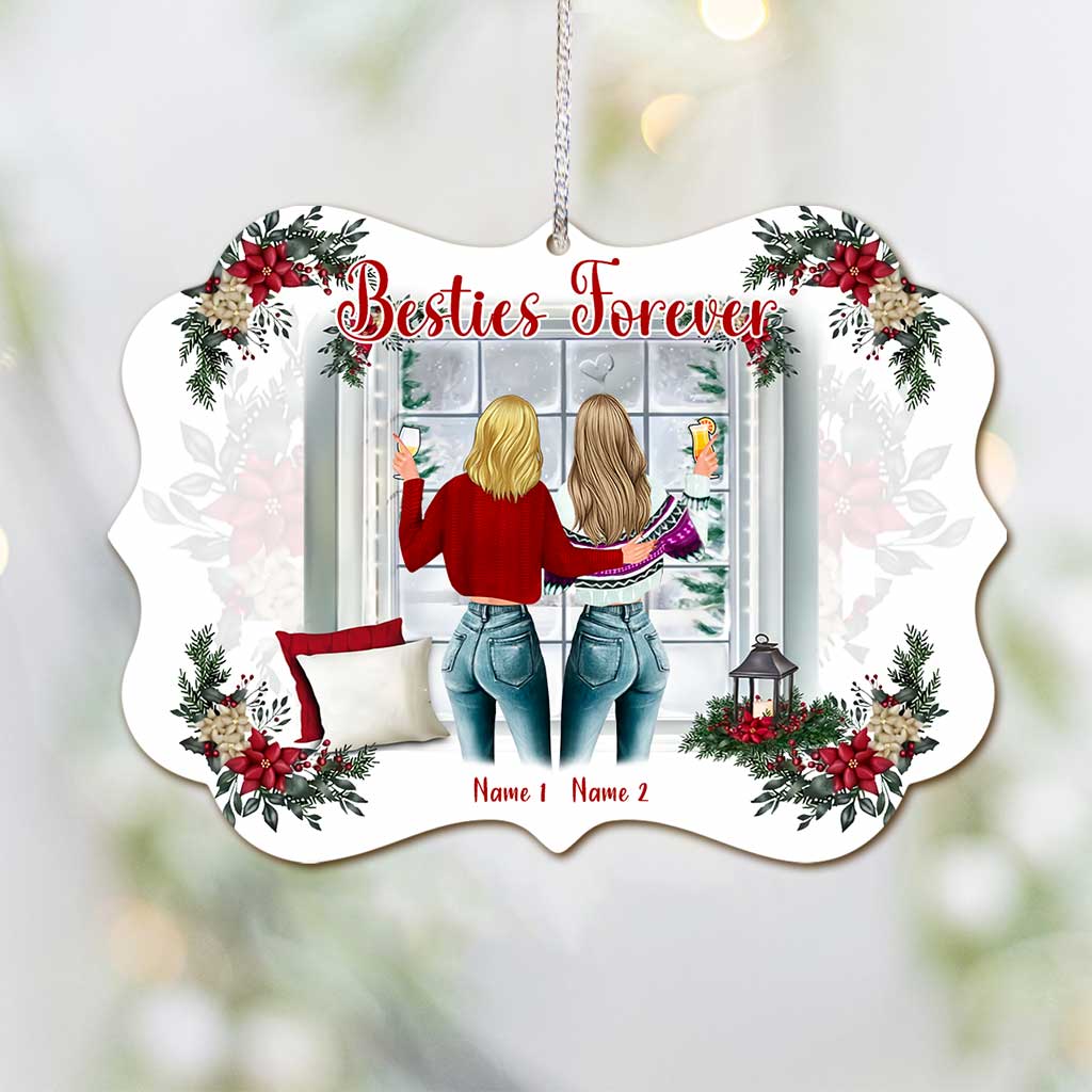 Besties Forever - Personalized Christmas Bestie Ornament (Printed On Both Sides)