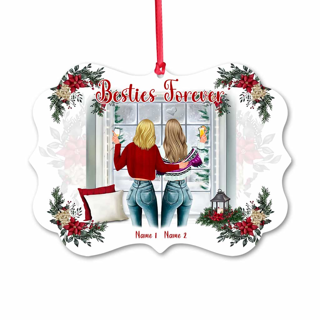 Besties Forever - Personalized Christmas Bestie Ornament (Printed On Both Sides)